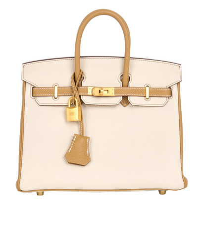 Birkin 25 In Togo Leather Craie And Biscuit, front view